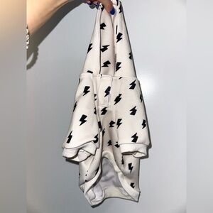 Dog White Hoodie with Black Lightning Print
